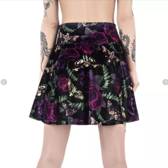 KILLSTAR Sabrina Nightlife whimsigoth velvet skater skirt - Picture 3 of 7